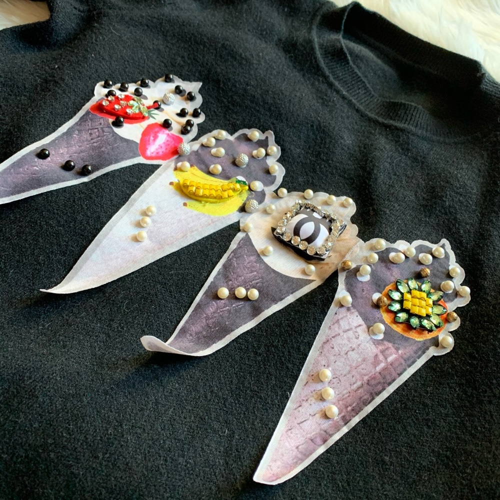 Ice cream Cone Bejeweled Sweater sz Small - Picture 5 of 5